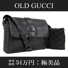 本物 送料無料 オールドグッチ ショルダーバッグ クロスボディバッグ メンズ レディース オーストリッチ ヌバック カーフスキン 黒 ブラック 珍しい レア 最高級 斜め掛け ヴィンテージ ダチョウの本革 レザー GGロゴ マーク 綺麗 鞄 バック A826