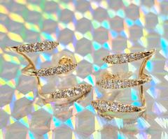 K18YG 3ライン ダイヤモンド イヤリング D0.26ct 2.45g