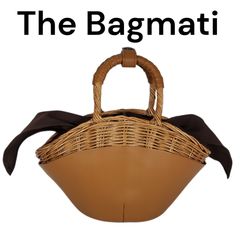 バグマティThe Bagmati ウィッカー編み牛革かごバッグ 台形 巾着