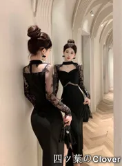 【美品・未使用新品】【美しいレースが特徴】ドレス　ひざ丈　セクシーなカットラインと切り替えレース