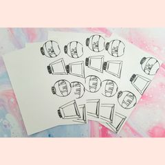 インクボトル ポストカード 5枚セット / ハガキ コレクション モノクロ