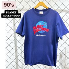 90s PLANET HOLLYWOOD Disney World ウォルトディズニーワールド　USA製　プリントTシャツ　Tシャツ　90年代　プラネットハリウッド　メンズ　レディース　古着　ヴィンテージ　オススメ古着　アメカジ　ファッション　ブルー　L