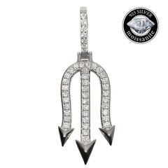 モアサナイト ペンダントトップ Moissanite 矢印デザイン シルバー .925Silver 4mm 大粒 メンズ 鑑別カード付