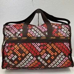5135　LeSportsac レスポートサック 2way　ボストンバッグ　ハンドバッグ　ショルダーバッグ　クロスボディ　肩がけ　斜めがけ　大容量　旅行　トラベル　総柄　花　茶系　ブラウン系　マルチカラー