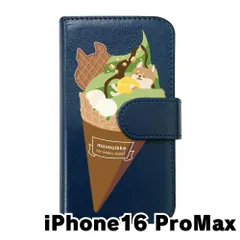 【新品未使用】 iPhone16 Pro Max アイフォン16プロマックス スマホケース 手帳型 (色：ネイビー×柄：柴犬アイス) moimoikka モイモイッカ 犬 動物 アニマル flip2-ip16promax-nv-20116