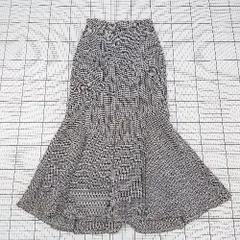 ◇ ⊇ NICE CLAUP ナイスクラップ ツイード ラメ ロング マーメイド スカート サイズM ブラック ホワイト系 レディース E  【1509100074649】