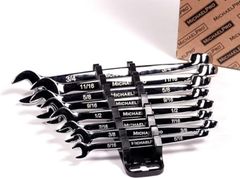 SAEコンビネーションレンチセット 8本セット スパナ レンチ メカニック用SAEスパナセット スパイラルグリップデザイン 5/16、3/8、7/16、1/2、9/16、5/8、11/16、3/4インチ マイケルプロ MP001014 MichaelPro