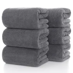 サロン 業務用 エステ 柔らか肌触り お風呂上がり耐久性 吸水速乾 ホテル仕様 ] 70*140cm グレー バス用品 6枚セット [Lumimi 大判 ふわふわ バスタオル