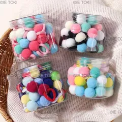 女の子のための伸縮性のあるヘアバンド ぬいぐるみボール 子供のための輪ゴム キャンディー ヘアクリップ ベビーヘアアクセサリー 20個