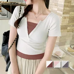 バイカラードッキングTシャツ レディース 10代 20代 30代 韓国ファッション 夏 大人 カジュアル 可愛い おしゃれ シンプル 無地