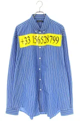 バレンシアガ  595214 TGL07 ロゴ総柄ストライプオーバーサイズ長袖シャツ メンズ 37