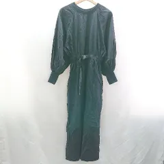 ◇ ⊇ LOWRYS FARM ウエストゴム ウエストベルト付き 長袖 ロング丈 ワンピース サイズF ブラック レディース E  【1409240015109】