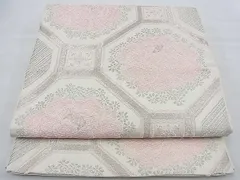 平和屋着物■六通柄袋帯　蜀江牡丹文　銀彩　逸品　n-ow0100