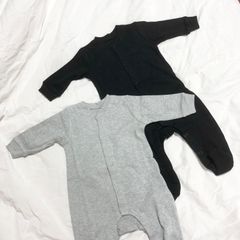 新品【2枚set】長袖ベビーロンパース無地カバーオール赤ちゃん新生児韓国ベビー服