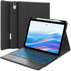 【人気商品】第4世代 10.9インチ専用ケース Air タッチパッド付き 7色バックライト付き Air JIS基準日本語配列 iPad 2台デバイスマルチペアリング iPad セミシリコン材質のケース ケース 脱着式 多角度調整 キーボード ペンシルホルダー付