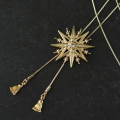 誓約の勲章｜ループタイネックレス／ハンドメイド 地雷系 ゴスロリ ゴシック レトロ 洋風 新品 ユニセックス ネックレス ワンポイント シルバー メンズ  メンヘラ 地雷系 サイバーパンク サブカル メンズ ユニセックス スター 推し アクセサリー タッセル