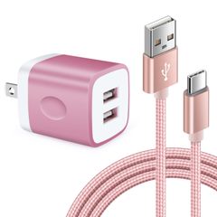 [수량 한정] 타입 C 급속 충전 케이블 1 개 포함 [0.9M] USB2 포트 PSE 인증 AC 어댑터 Type-C USB 케이블 충전기 휴대 충전기 콘센트 안드로이드 스마트 폰 충전기 Andriod 경량 컴팩트 텔레 워크 Viviber