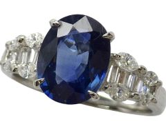 サファイア ダイヤモンドリング Pt900 5.0g 11.5号 GRJソーティング付き　Jewelry Sapphire2.35ct Dia0.48ct Ring