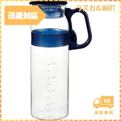 iwaki(イワキ) AGCテクノグラス 耐熱ガラス 麦茶ポット ピッチャー 1.3リットル 丸型 冷水ポット 冷水筒 ハンディーサーバー KT2933-BL