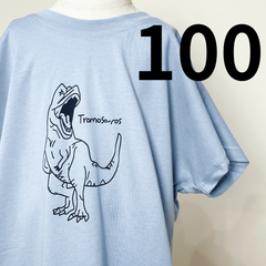 【新品・未使用】恐竜Tシャツ 100cm  子供服 半袖 Tシャツ ダイナソー トリケラトプス ブルー 青