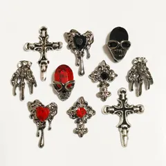 No.92　ハロウィン　ゴシック　サブカル　ドクロ　十字架　ネイルパーツ　まとめ売り　セット