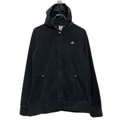 adidas フリースジャケット M ブラック アディダス ジップアップ ラグラン ワンポイント スポーティー 古着卸 アメリカ仕入 a611-8267