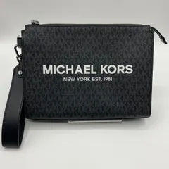 マイケルコース クラッチバッグ ロゴマニア PVC レザー ブラック MICHAEL KORS 黒 メンズ
