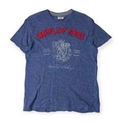 REPLAY リプレイ デザイン 半袖 Tシャツ S/くすみブルー メンズ