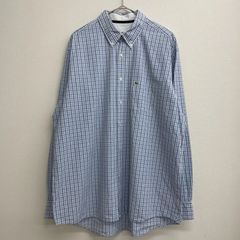 90s LACOSTE フランス製 DEVANLAY社製 ヴィンテージ シャツ F8319 チェック柄 ボタンダウン 水色 ポケット付き【メンズXL】