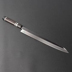 6504 骨切り 鱧切り 9寸 本刃付け 刺身包丁 人工象牙黒三本巻八角柄