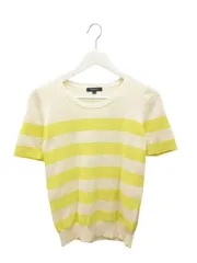 バーバリー ロンドン BURBERRY LONDON サマーニット シルク リネン混 半袖 1 黄 イエロー アイボリー系 ボーダー カットソー トップス