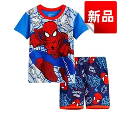 ✨新品✨スパイダーマン パジャマ 子供服 キッズ 男の子 半袖 上下セット 部屋着 キャラクター 100cm 110cm 120cm 130cm ルームウェア 夏用 涼しい 肌触り良い かっこいい マーベル ブルー レッド 超人気 コットン 綿