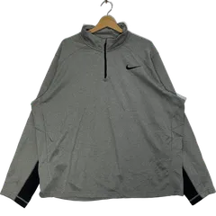 NIKE ナイキ THERMA-FIT サーマフィット ハーフジップ スウェット トレーナー 長袖 ワンポイント刺繡 ベトナム製 XXLサイズ グレー