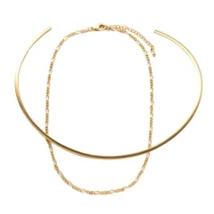 【D：ヴィンテージゴールド×アソート】[Cream dot. クリームドット公式] ネックレス レディース 2点セット チョーカー チェーン 20種類 金属アレルギー ニッケルフリー ネックカフ 3way ヴィンテージ調 マット 大人 