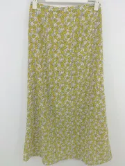◇ Ungrid 総柄 バックスリット ロング フレア スカート サイズF ライトグレー系 イエロー系 マルチ レディース P  【1302110000727】