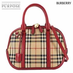 新品同様 バーバリー BURBERRY ノバチェック 2way ハンド ショルダー バッグ PVC レザー ベージュ レッド Hand Shoulder Bag 90289078