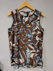 M08　エスマックスマーラ　プリントノースリーブトップス　涼しげ　コットン100%  お家で洗える