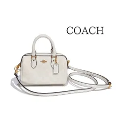 COACH コーチ ミニ ローアン クロスボディ シグネチャー キャンバス ミニボストン ハンドバッグ チョーク ホワイト