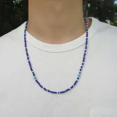 青 メンズ レディース ビーズネックレス ネイティブカラー アクセサリー