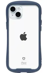 iFace Reflection iPhone 15 Plus ケース クリア 強化ガラス (ネイビー)【アイフェイス アイフォン15plus 用 iphone15プラス 用 カバー 耐衝撃 透明 ストラップホール】