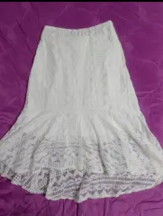 レースアンバランス アイボリー ウエストゴムスカート スモールサイズ