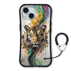 [iPhone15] iPhone13 케이스 내충격 보호 케이스 i-coron 케이스 카라비나 스트랩 첨부 스마트폰 케이스 iPhone13 Pro 13 Mini iPhone15 14 12 11 XR XS Max 케이스 스마트폰 커버 호랑이 타이거