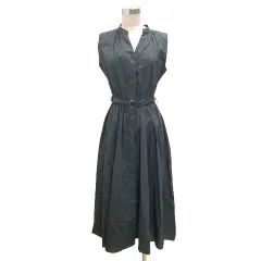 droite lautreamont ワンピース フレア ノースリーブ ロング丈 無地 2 紺 ネイビー