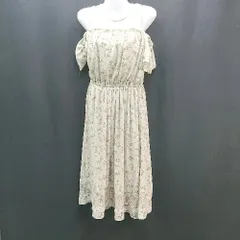 ◇ INGNI イング レース ウエストゴム 裏地 花柄 ノースリーブ ひざ丈 ワンピース サイズM グリーン レディース E  【1309250037750】