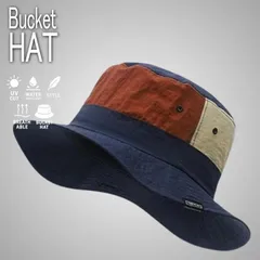 【UVカット・撥水】バケットハット ハット 帽子 メンズ レディース UVカット 撥水 NEK バイカラー 軽量 通気性 おしゃれ 7986986 (ネイビー)