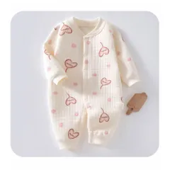 ☆ ハート ☆ 90cm ☆ ロンパース 長袖 ベビー コットン ベビー ロンパース 長袖 カバーオール ベビー服 パジャマ 子ども服 ルームウェア 部屋着 子供服 スナップボタン 新生児 コットン 綿 赤ちゃん 女の子 可愛い かわいい 出産お祝い