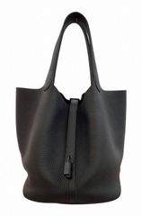 【入手困難】【マットブラック金具】エルメス HERMES ハンドバッグ ピコタンロックMM　モノクローム　トリヨン　Z刻印　マットブラック金具