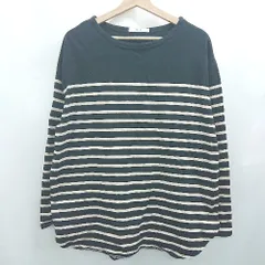 ◇ Θ JOURNAL STANDARD コットン100％ 長袖 ボーダー　ボートネックカットソー サイズF ベージュ系　ブラック系 メンズ　レディース E  【1507030000110】