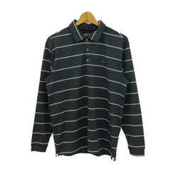 ナイキゴルフ ポロシャツ トップス 長袖 ボーダー柄 フィットドライ ゴルフウエア メンズ Lサイズ 紺×白 NIKE GOLF 【中古】
