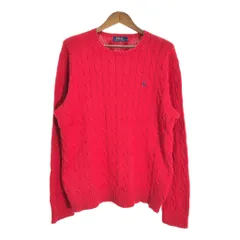 Polo by Ralph Lauren ポロ ラルフローレン ケーブルニット コットンセーター レッド (メンズ L) 中古 古着 T2158
